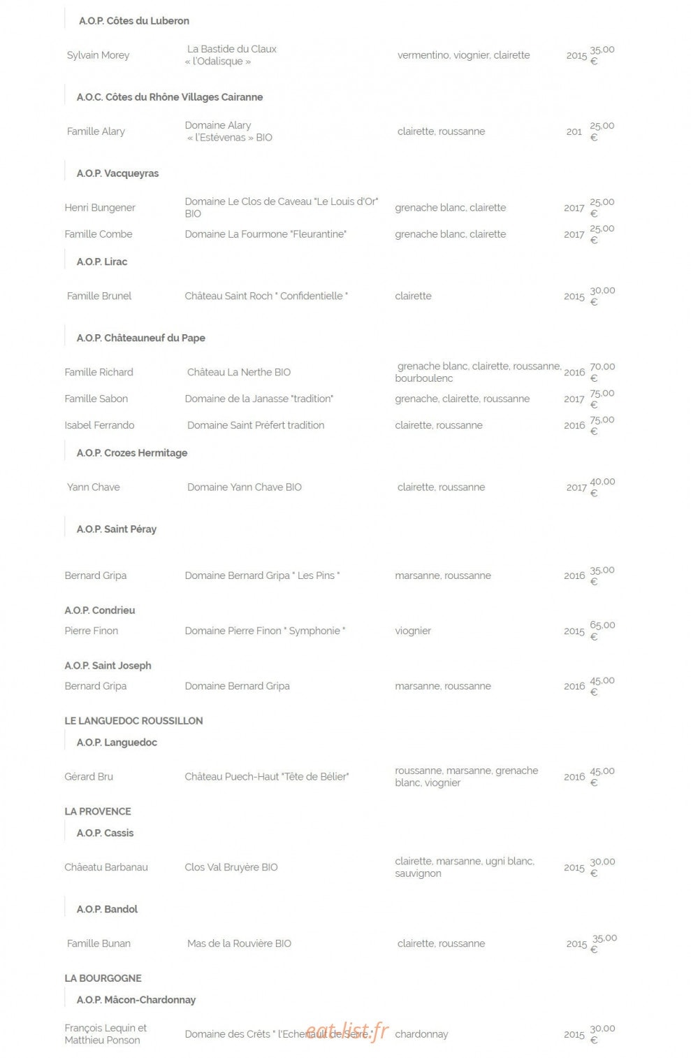 Le 6 à Table — carte page 5