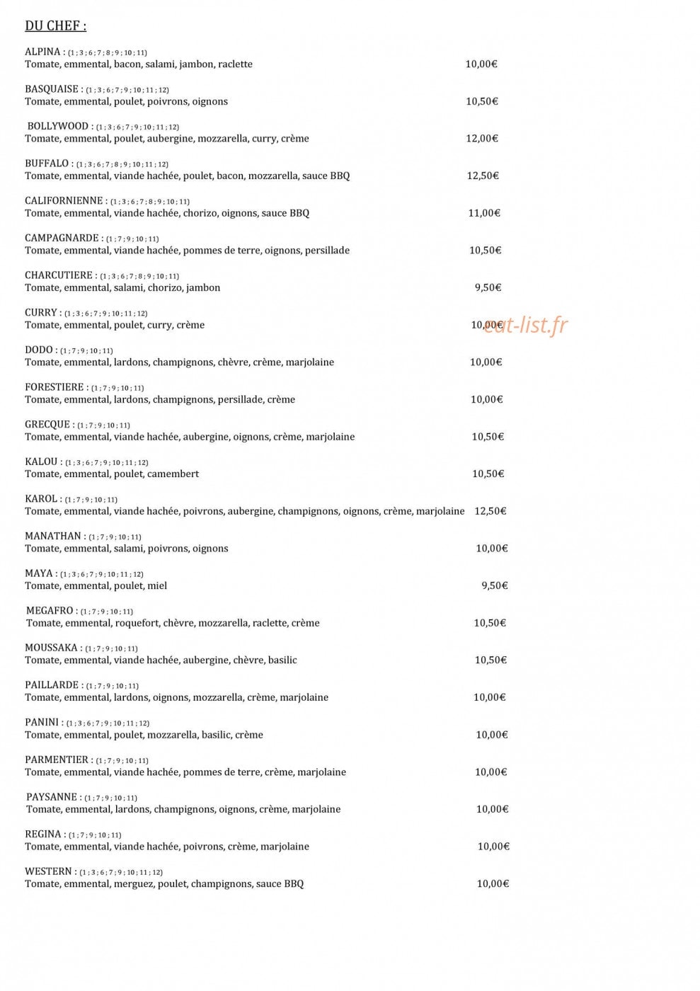 Pizza Pascalou — carte page 3