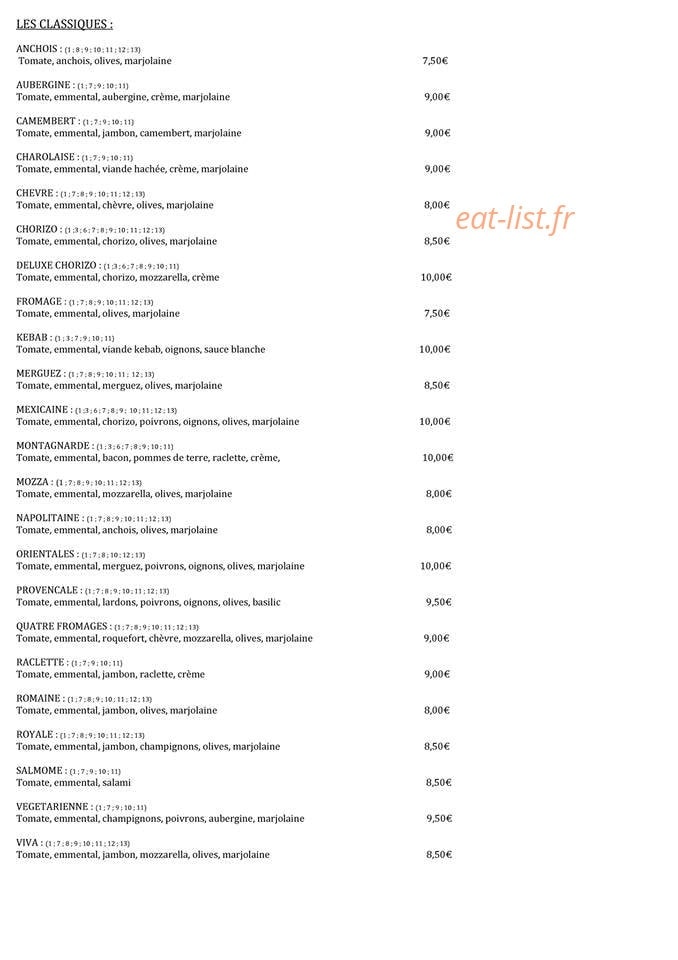 Pizza Pascalou — carte page 1