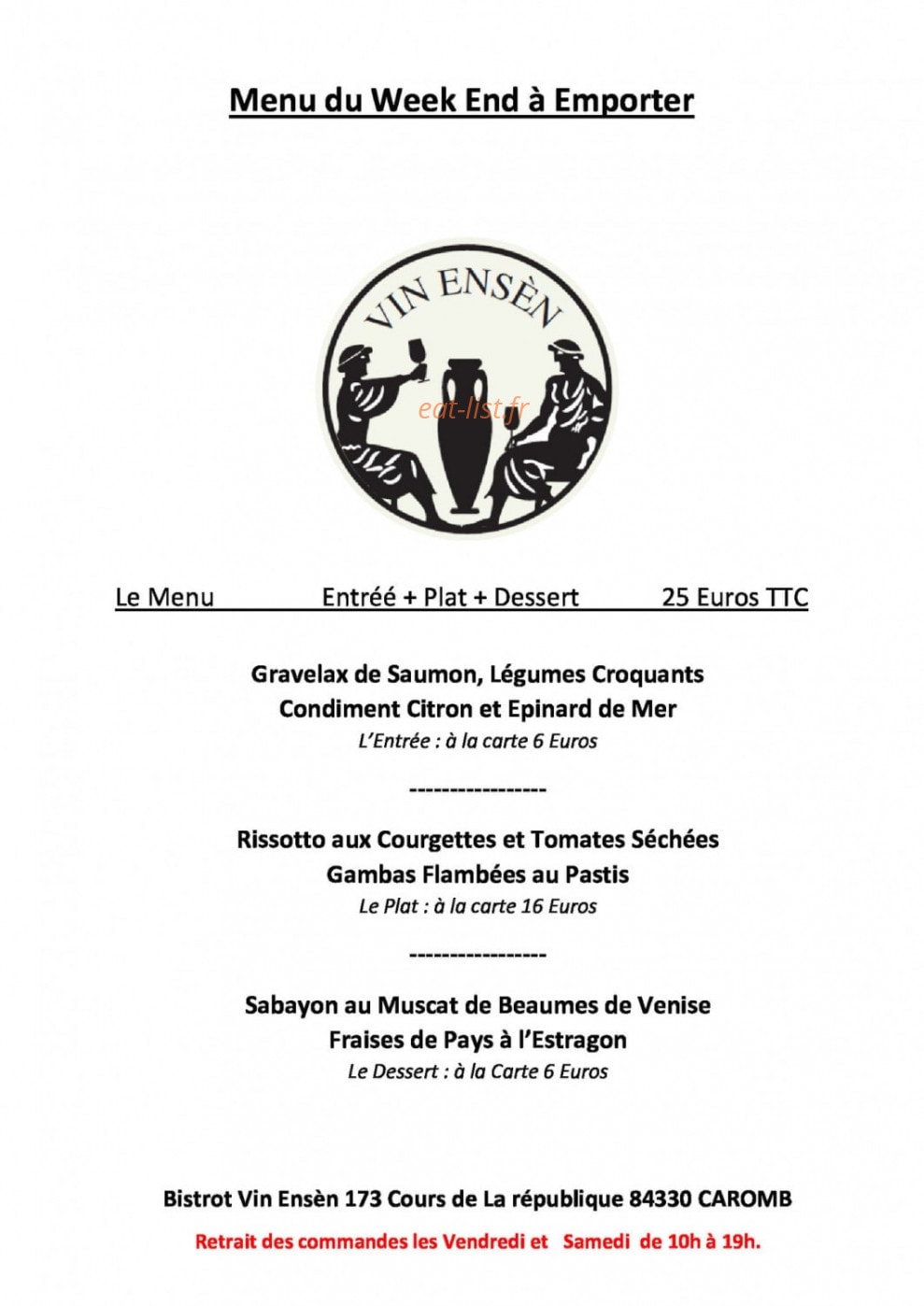 Vin Ensèn — carte page 1
