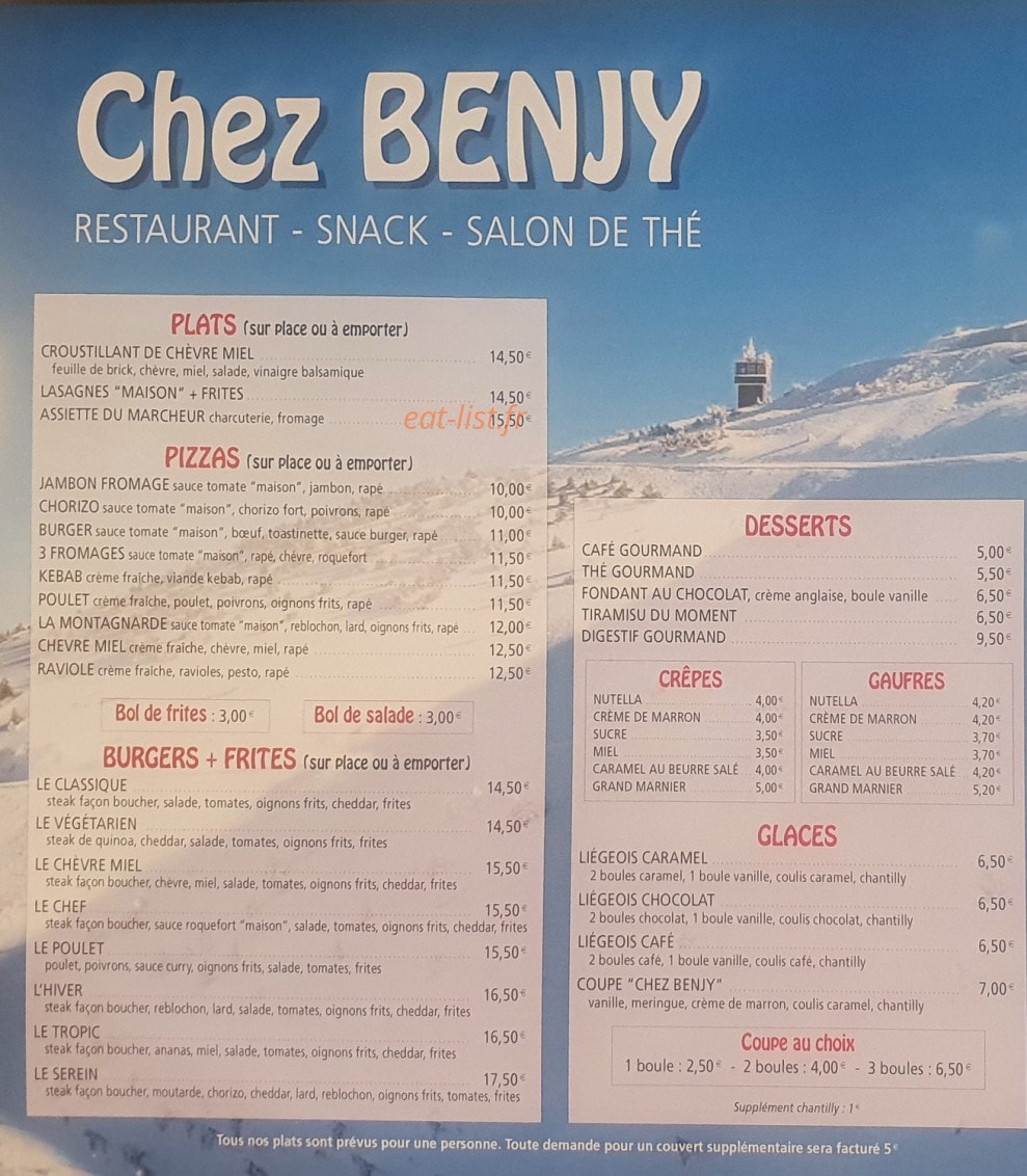 Chez benjy — carte page 1