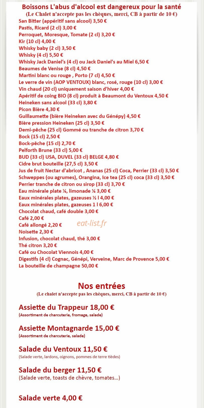 Le Chalet Liotard — carte page 1