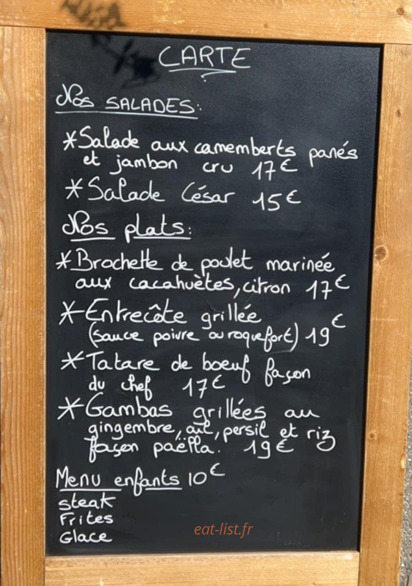 Bistrot d'Aurélie — carte page 1