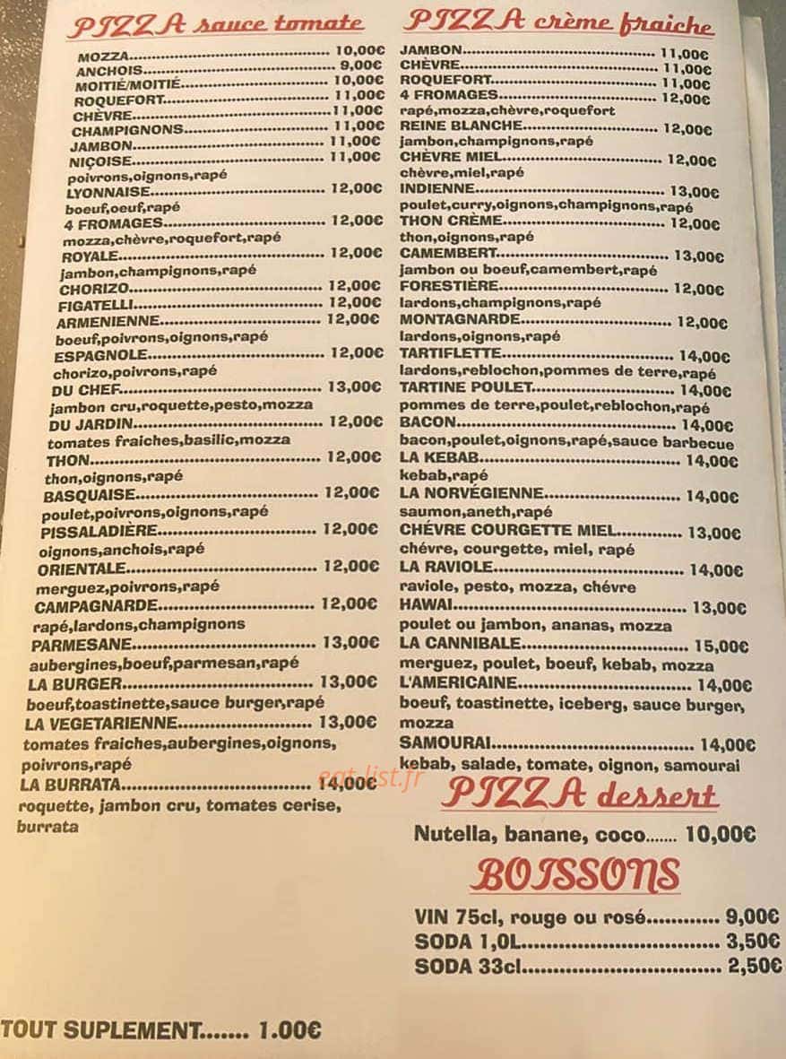 Family pizza — carte page 2