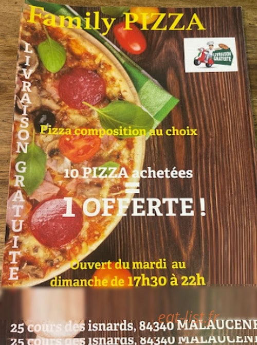 Family pizza — carte page 1