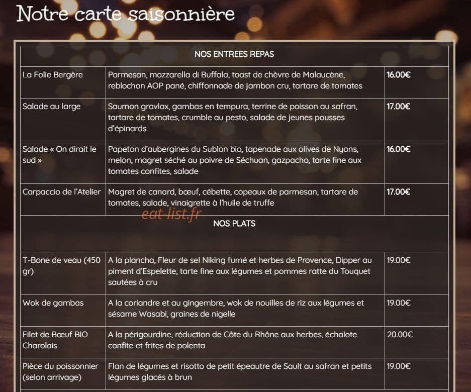L'atelier de la Ferme — carte page 3