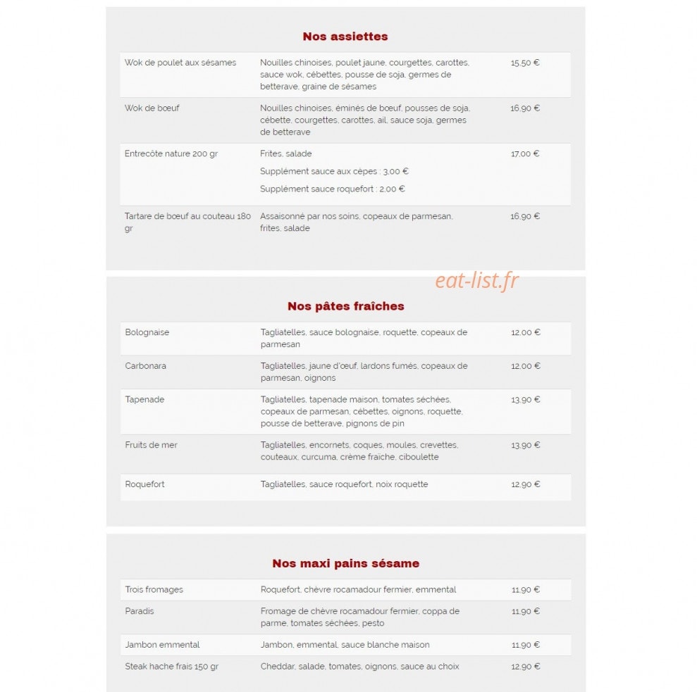Le Petit Paradis — carte page 2