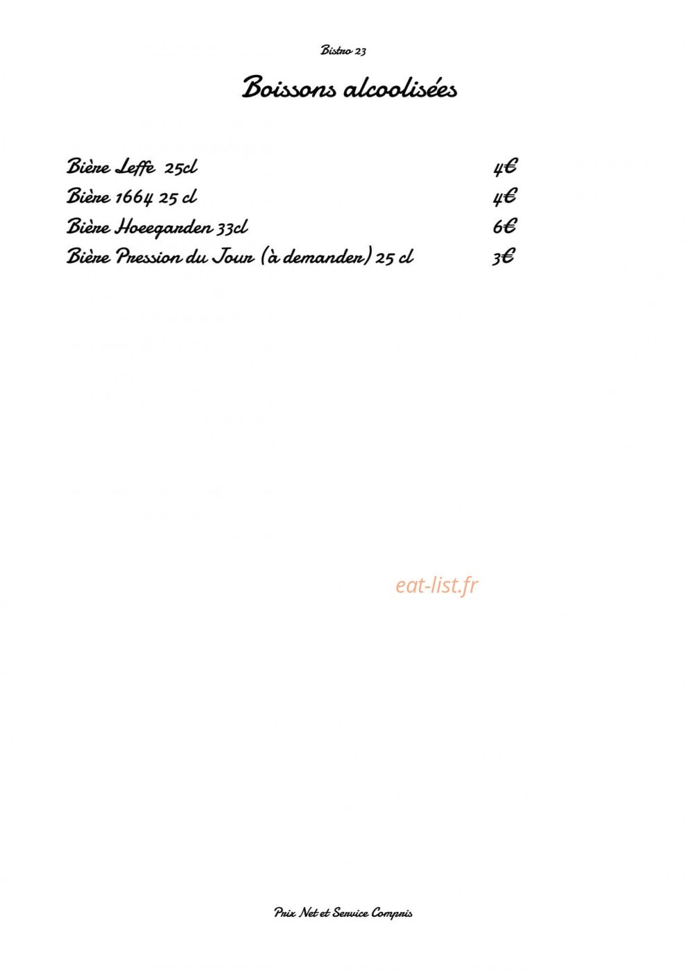 Bistro 23 — carte page 5