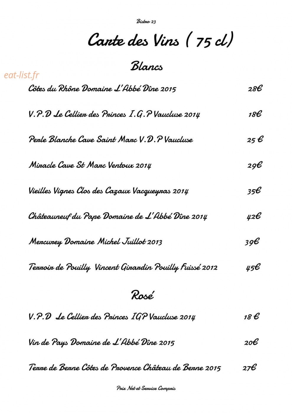 Bistro 23 — carte page 6