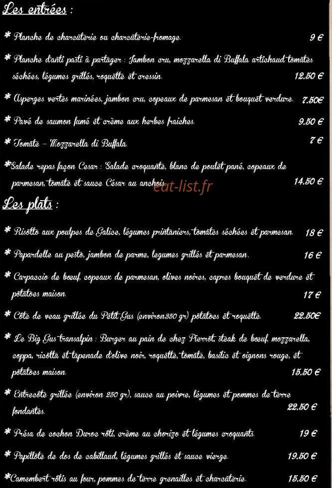 Le Petit Gus — carte page 1