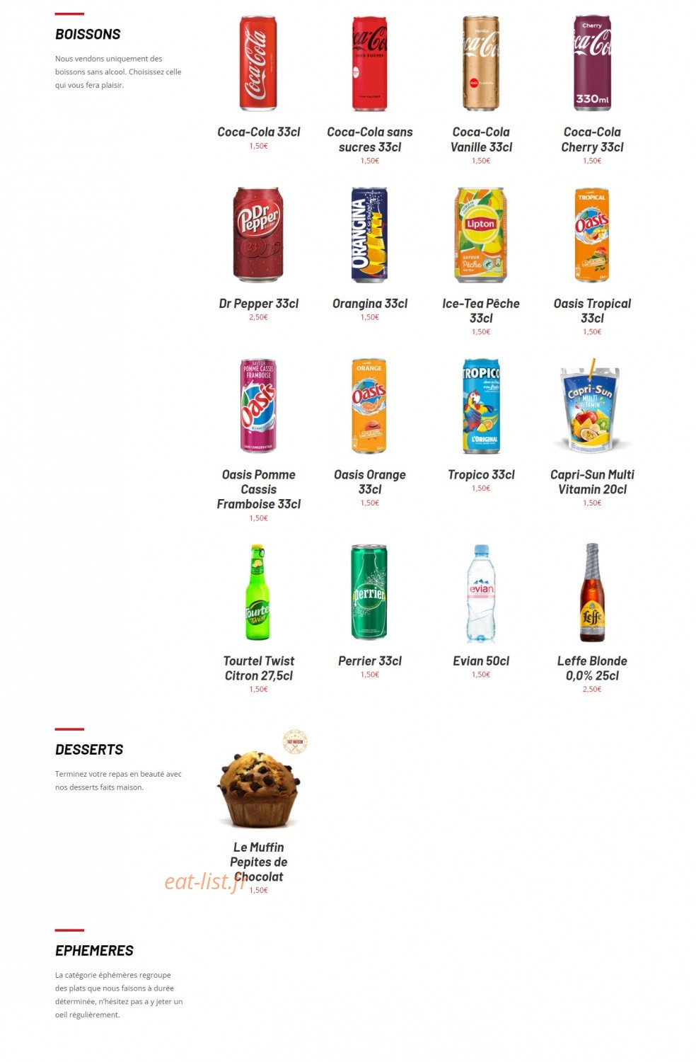 Wendy's Diner — carte page 3