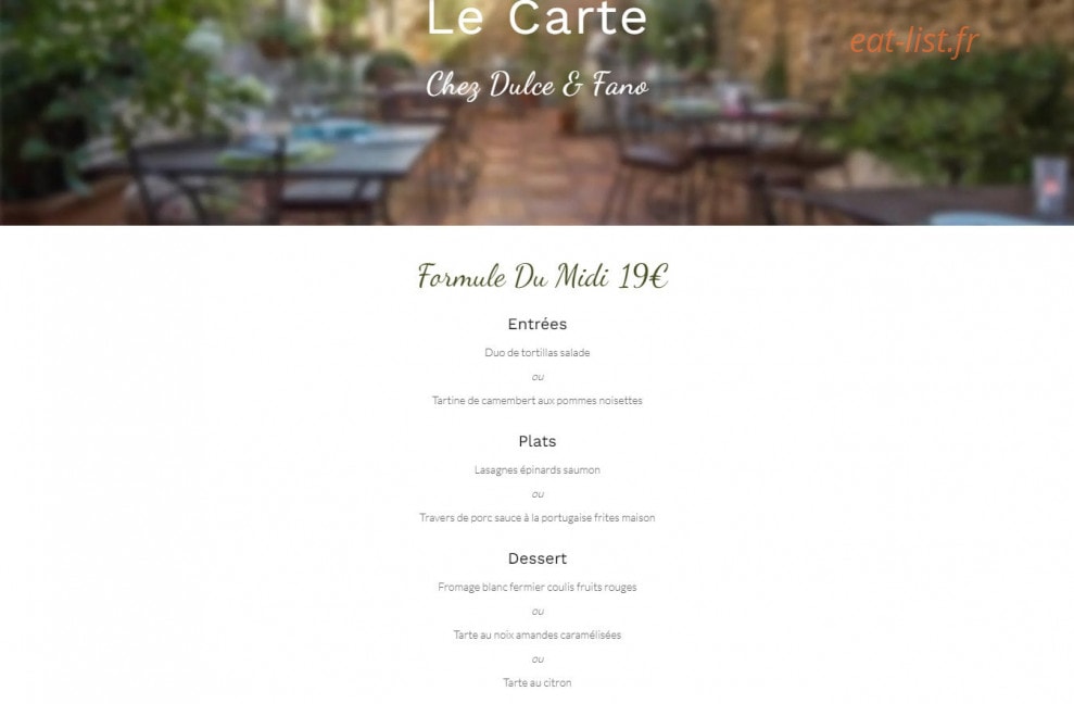 Chez Dulce et Fano — carte page 1