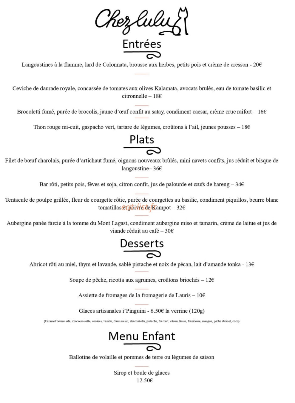 Chez Lulu — carte page 1