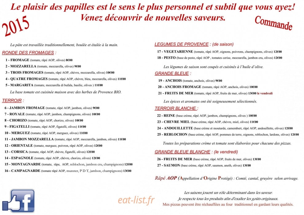 Pizza Des Lices — carte page 2