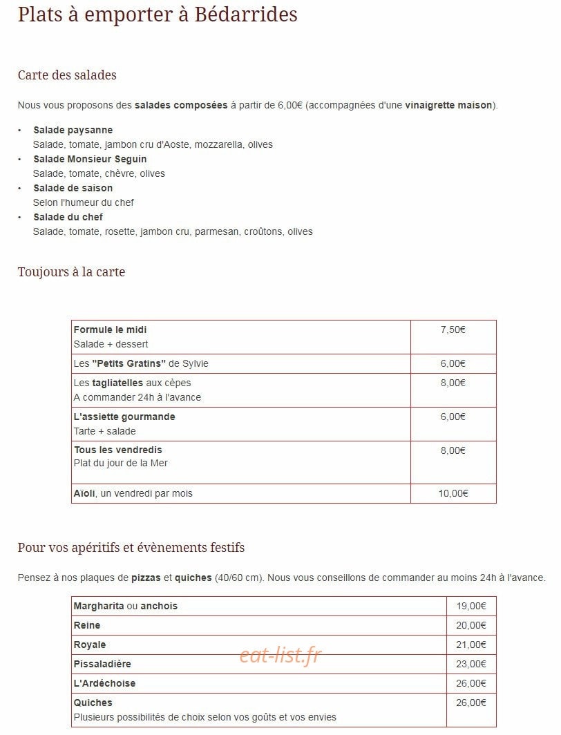 De La Volga Pizzas — carte page 3