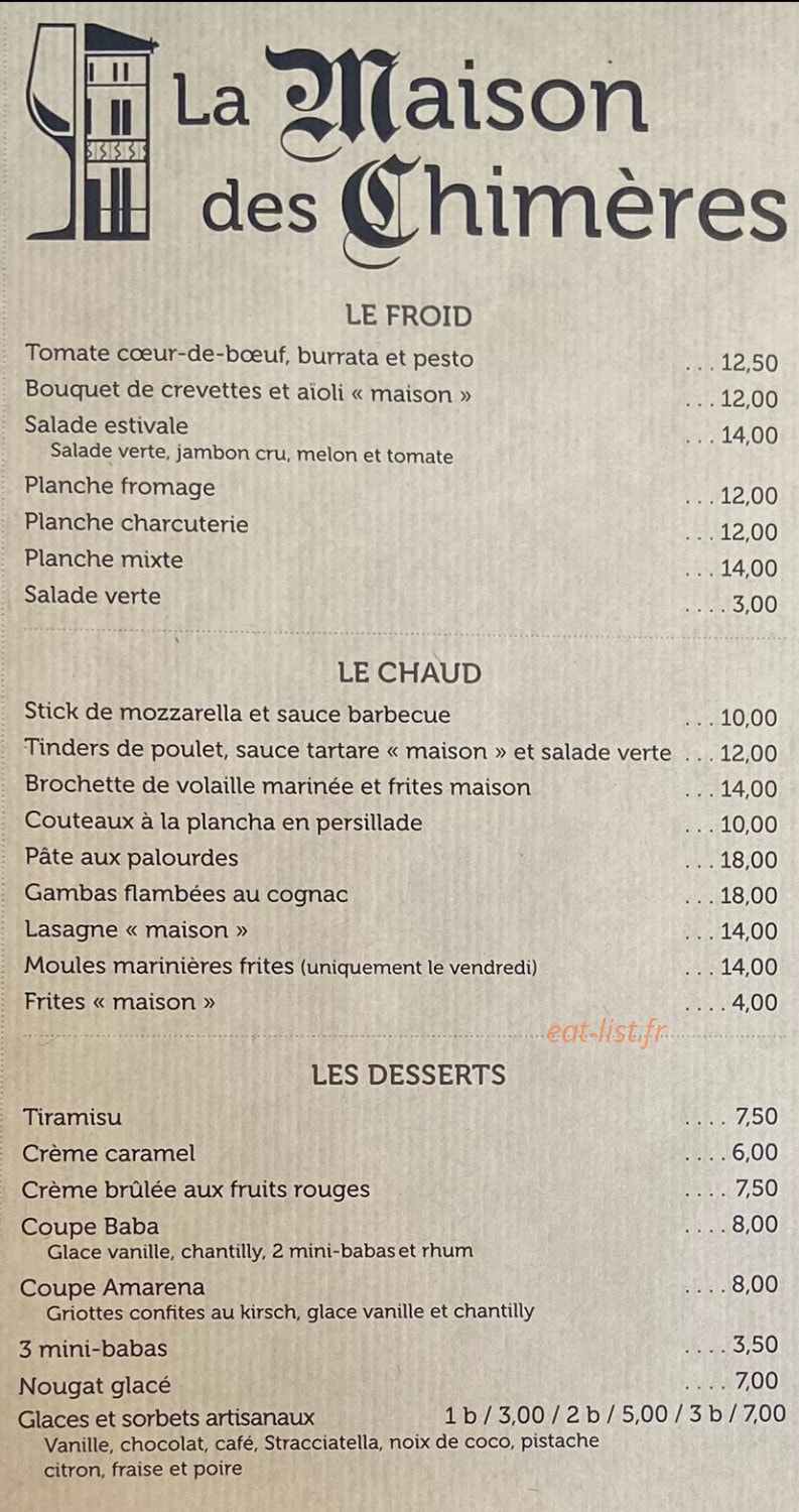 La Maison Des Chimères — carte page 1