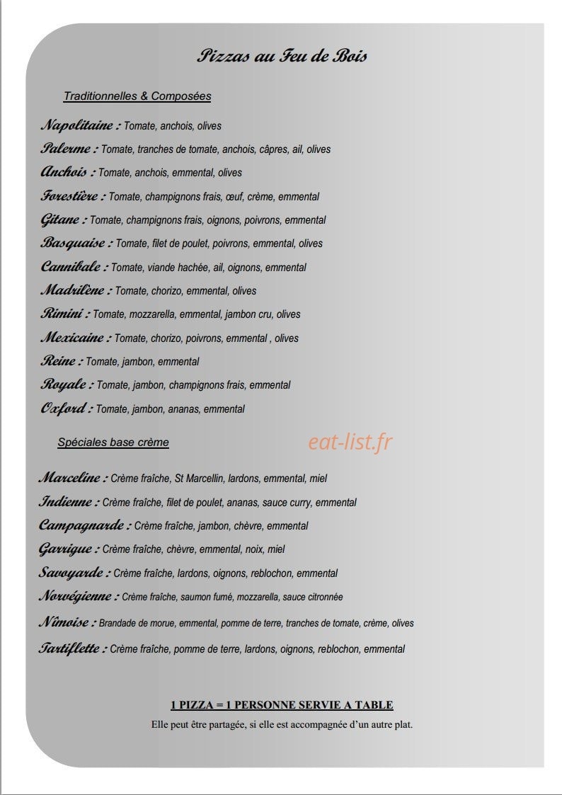 La pizzeria — carte page 4