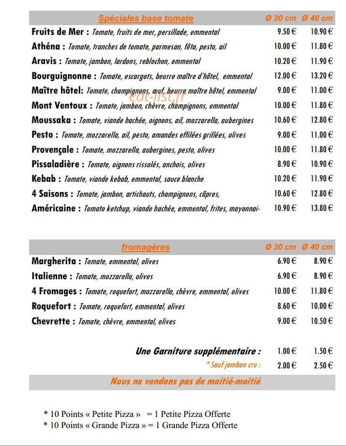 La pizzeria — carte page 12