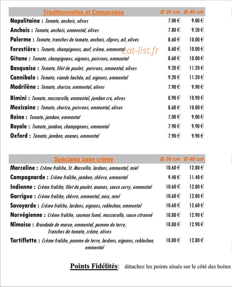 La pizzeria — carte page 11