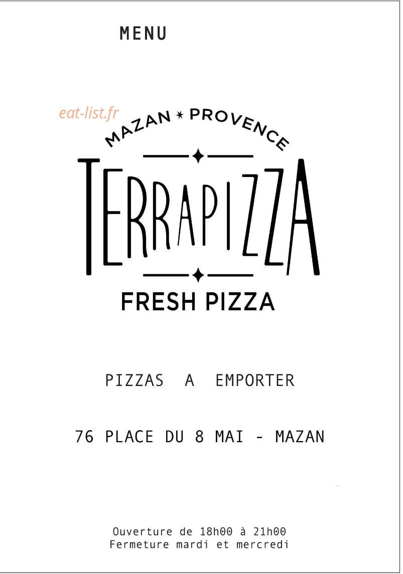 Terra pizza — carte page 1