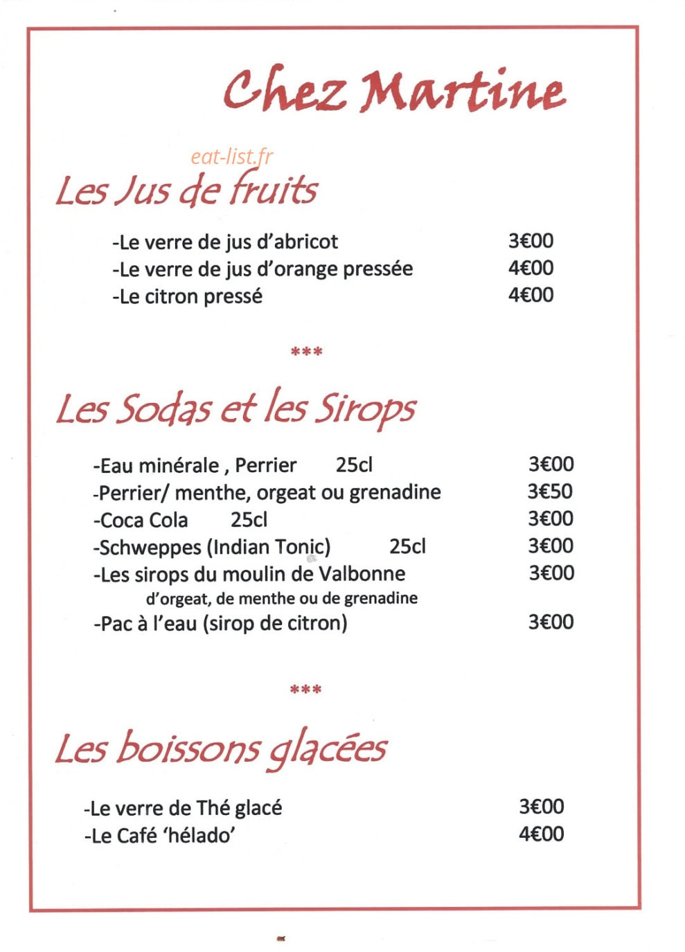Chez Martine — carte page 1