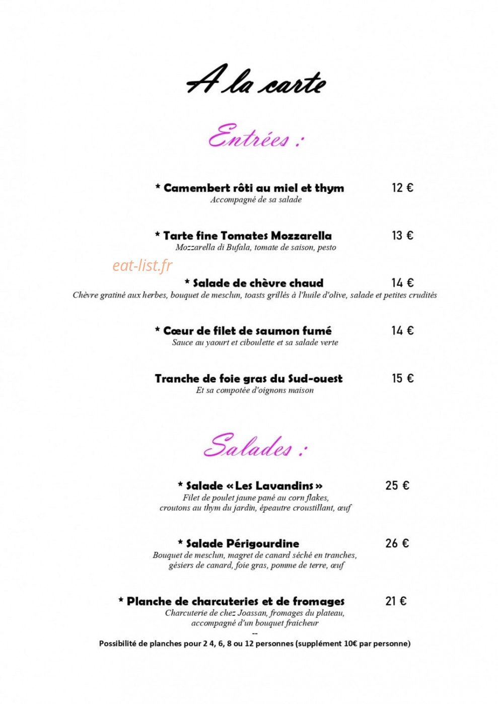 Les Lavandins — carte page 1
