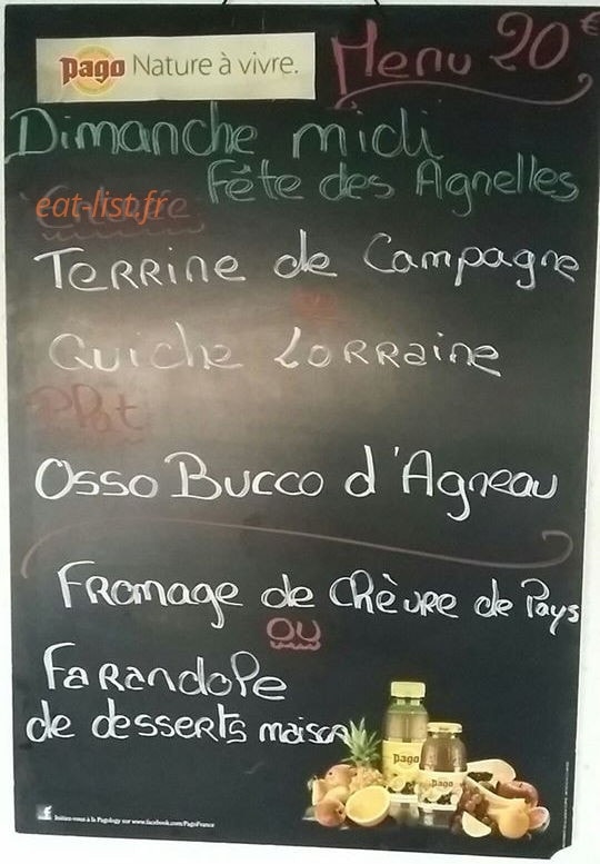Restaurant le cours — carte page 1