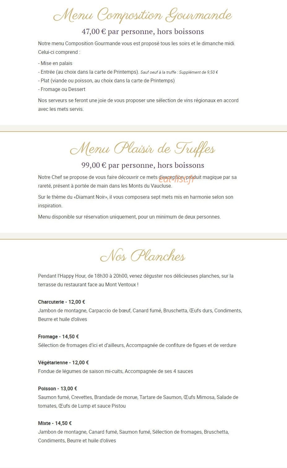 Hostellerie du Val de Sault — carte page 2