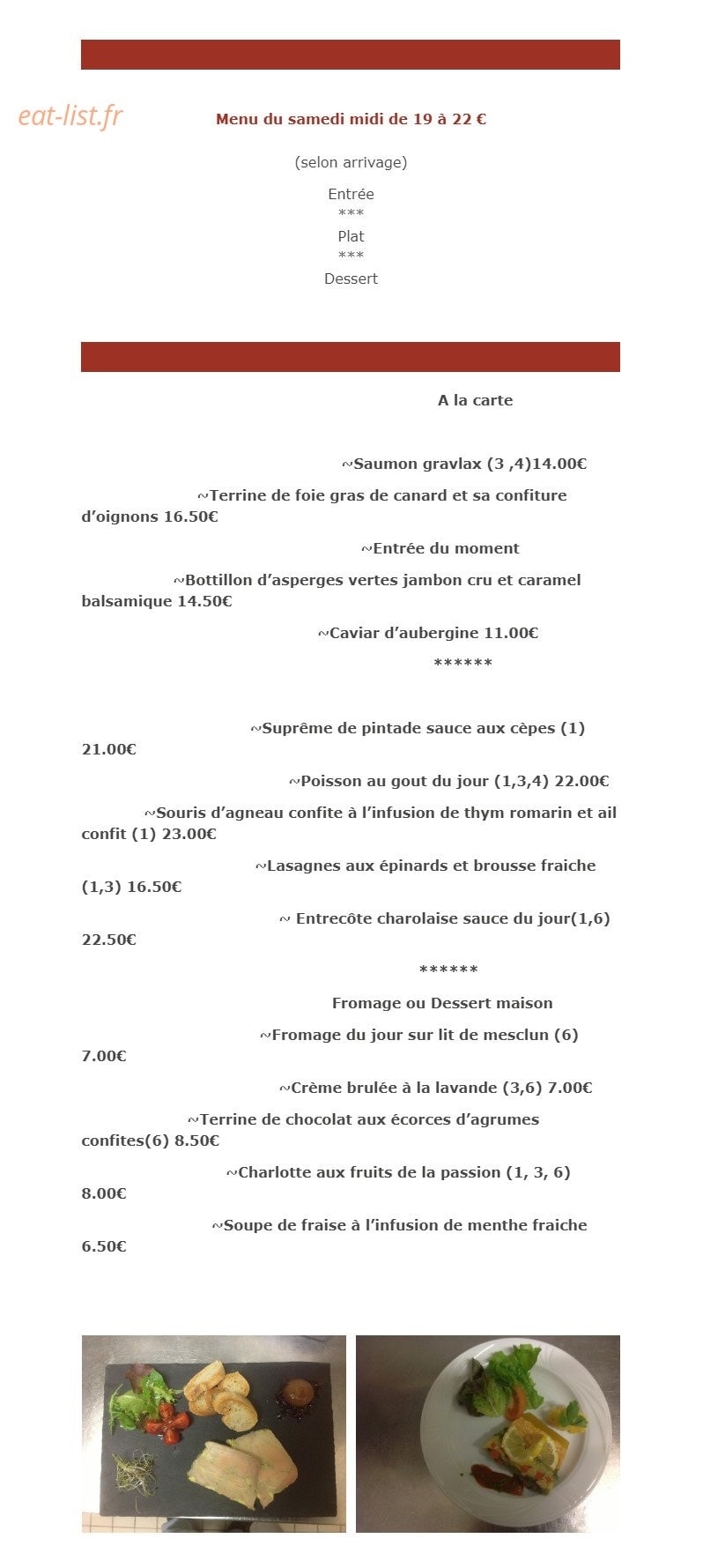Au Platane — carte page 4