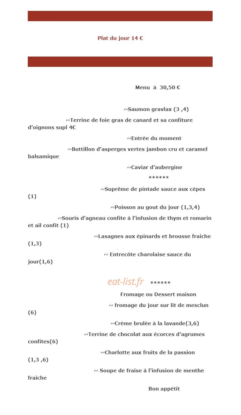 Au Platane — carte page 2