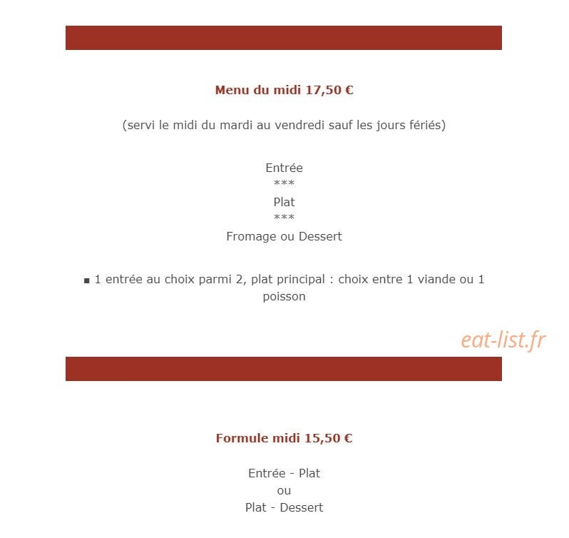 Au Platane — carte page 1