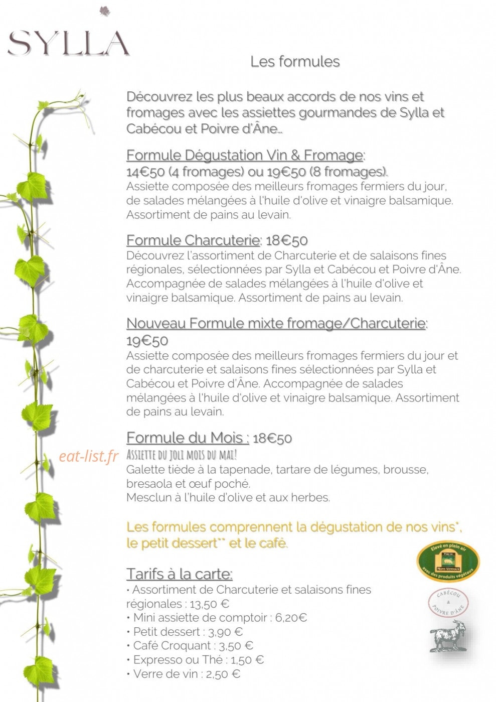 Chez Sylla — carte page 1