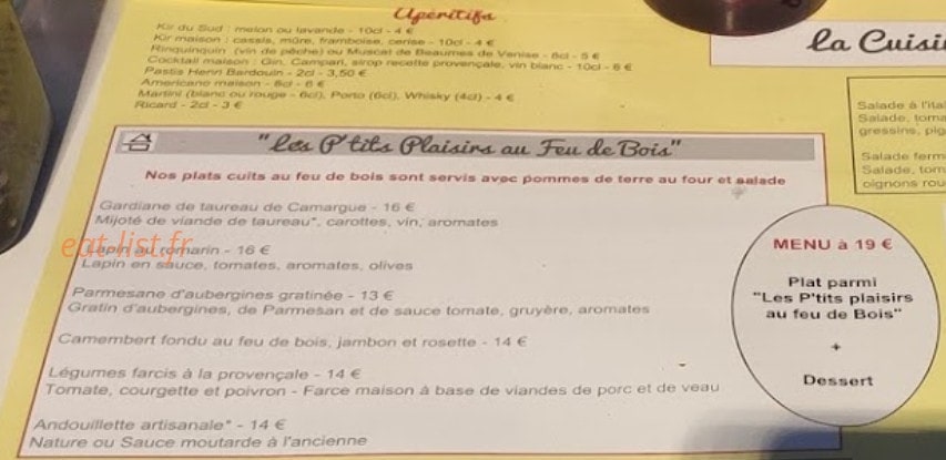 La Cuisine Au Feu De Bois — carte page 1