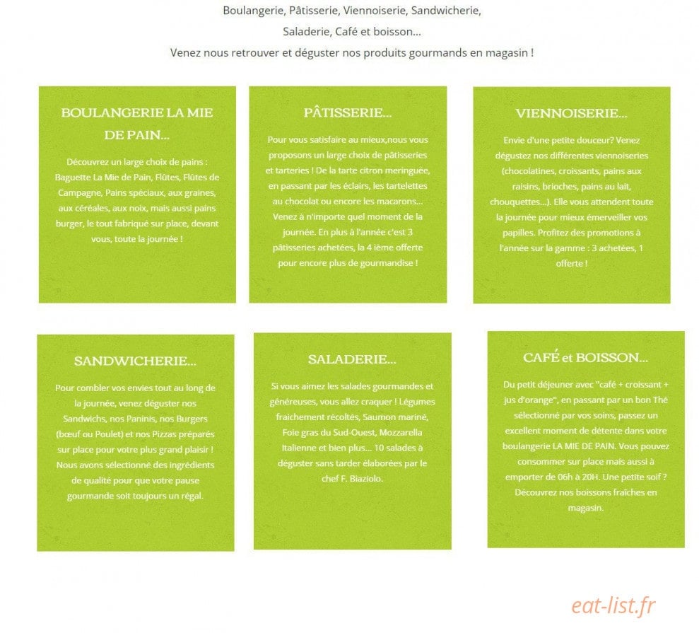 La Mie de Pain — carte page 1