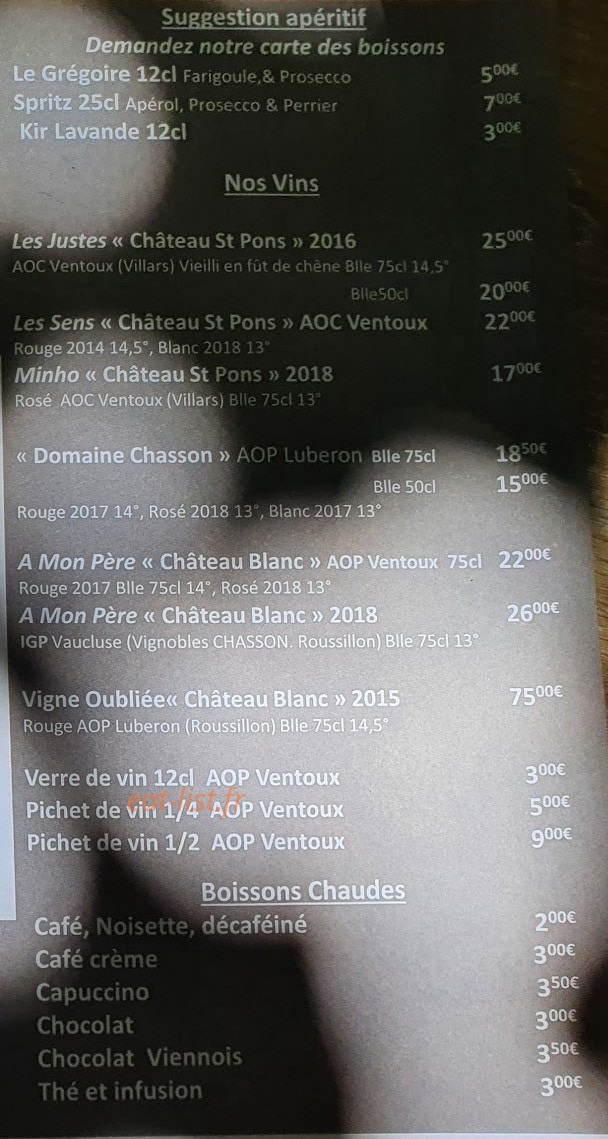 Le Café Grégoire — carte page 3