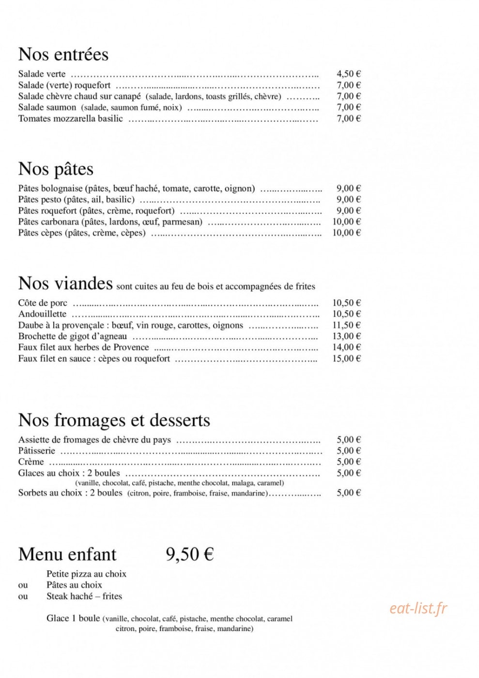 pizzeria o'grill — carte page 2
