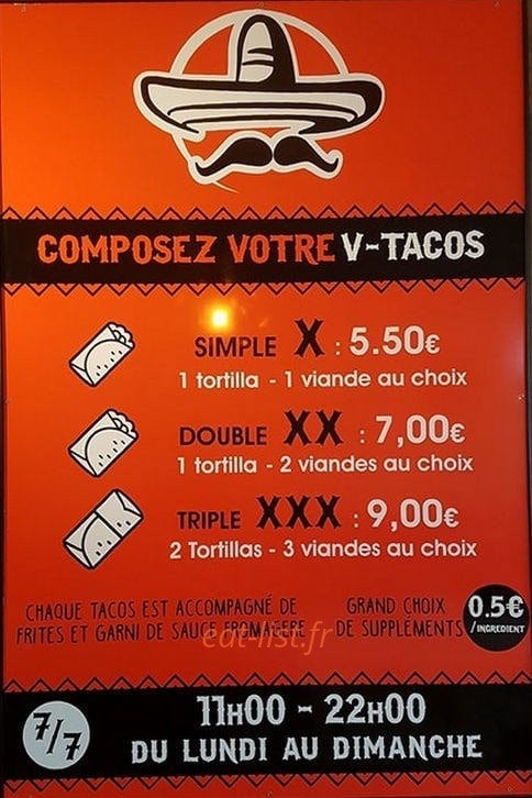 V-Tacos — carte page 1