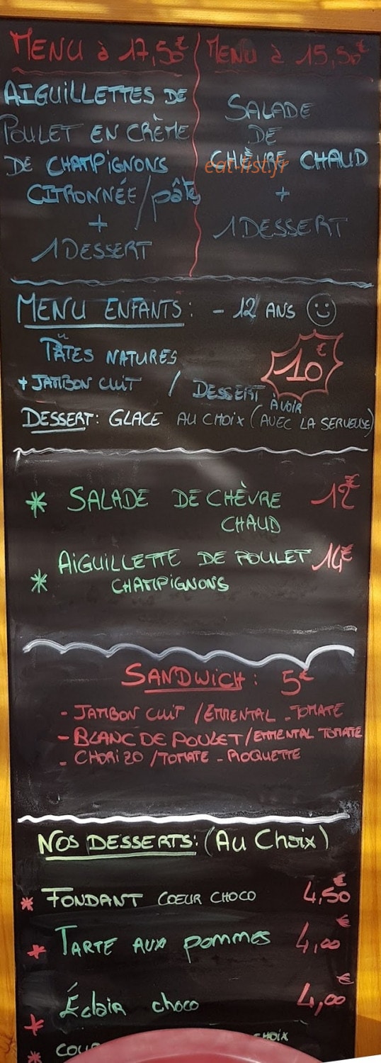 restaurant les mille couleurs — carte page 1