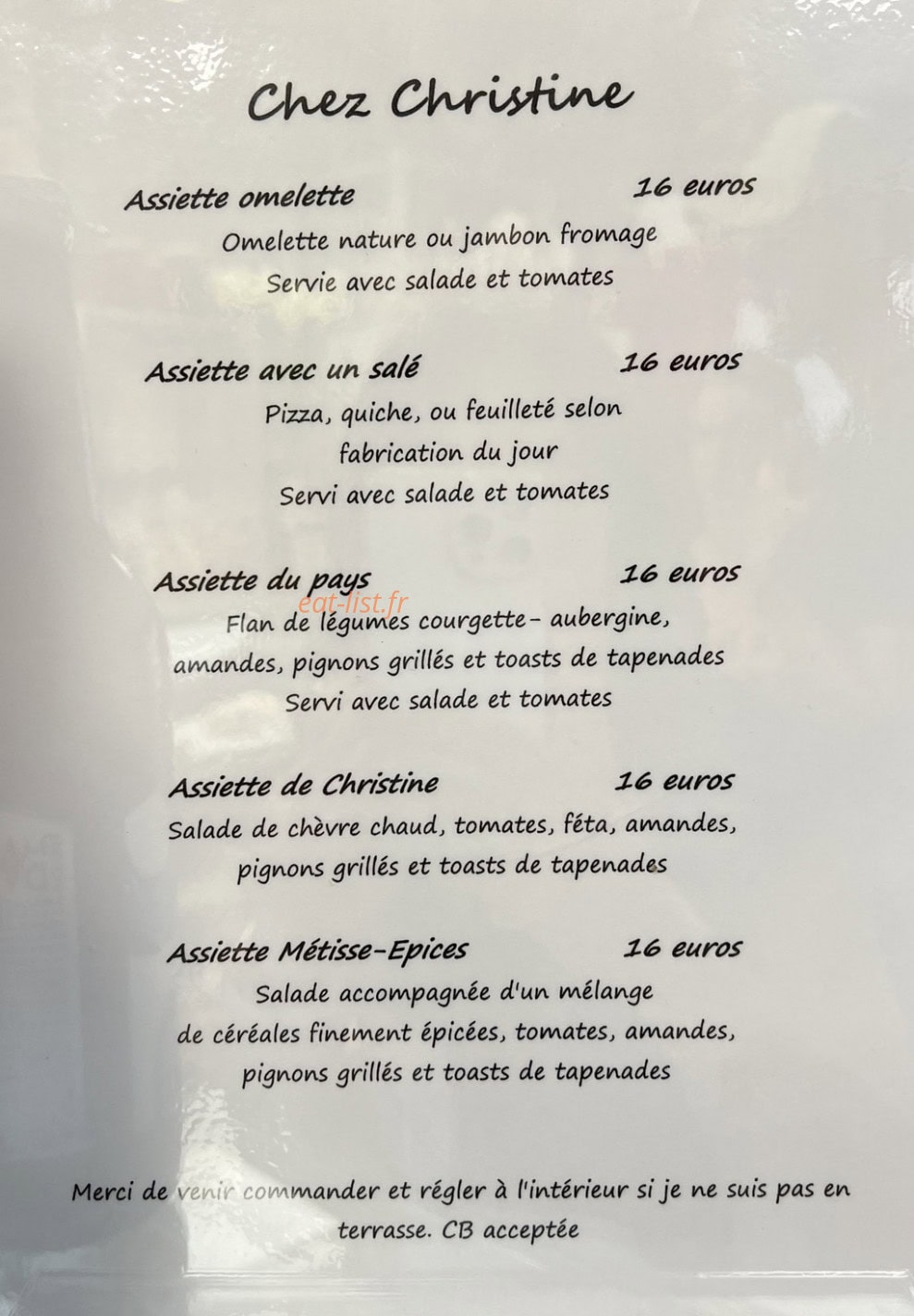 Chez Christine — carte page 1