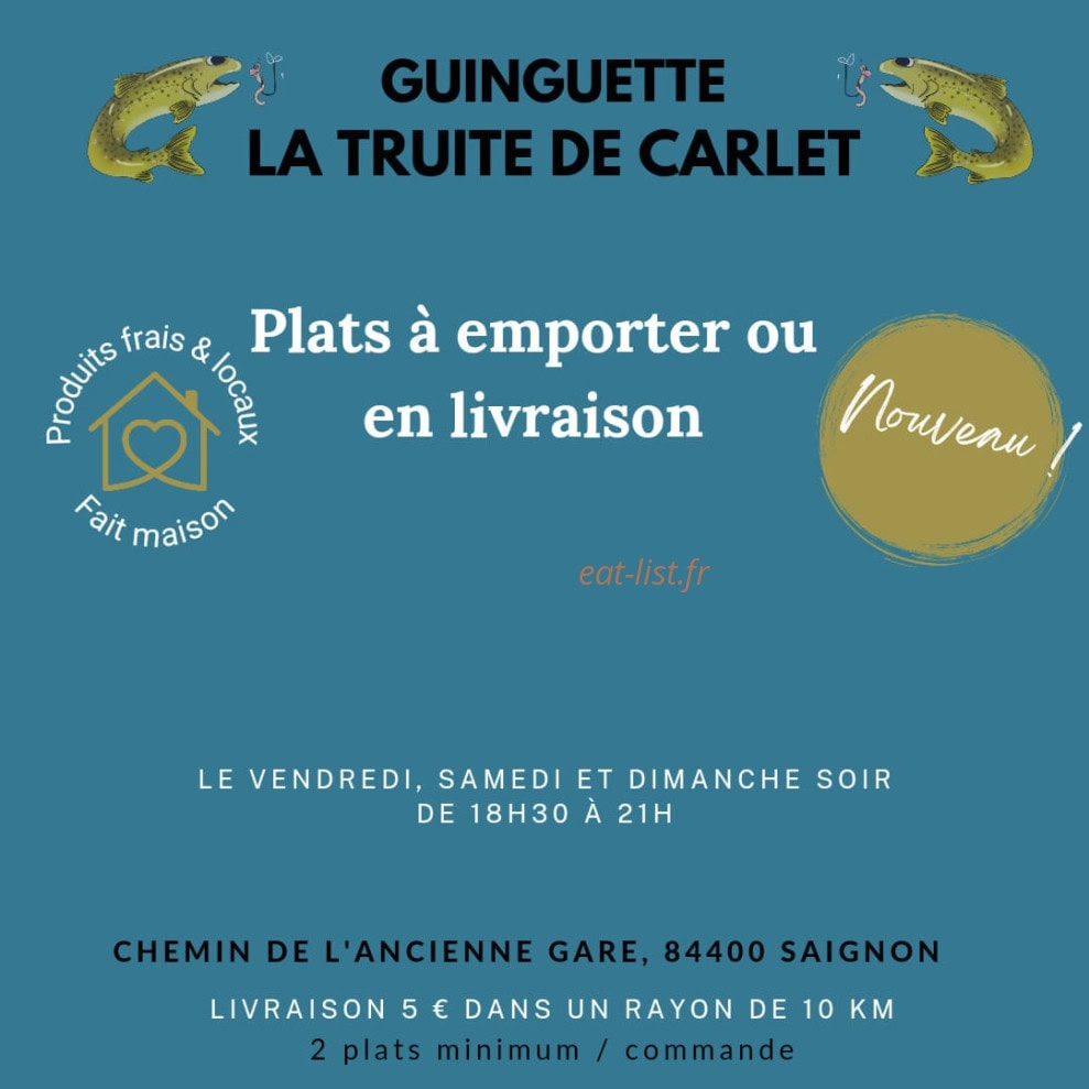 Carte et menu La truite de Carlet, Saignon