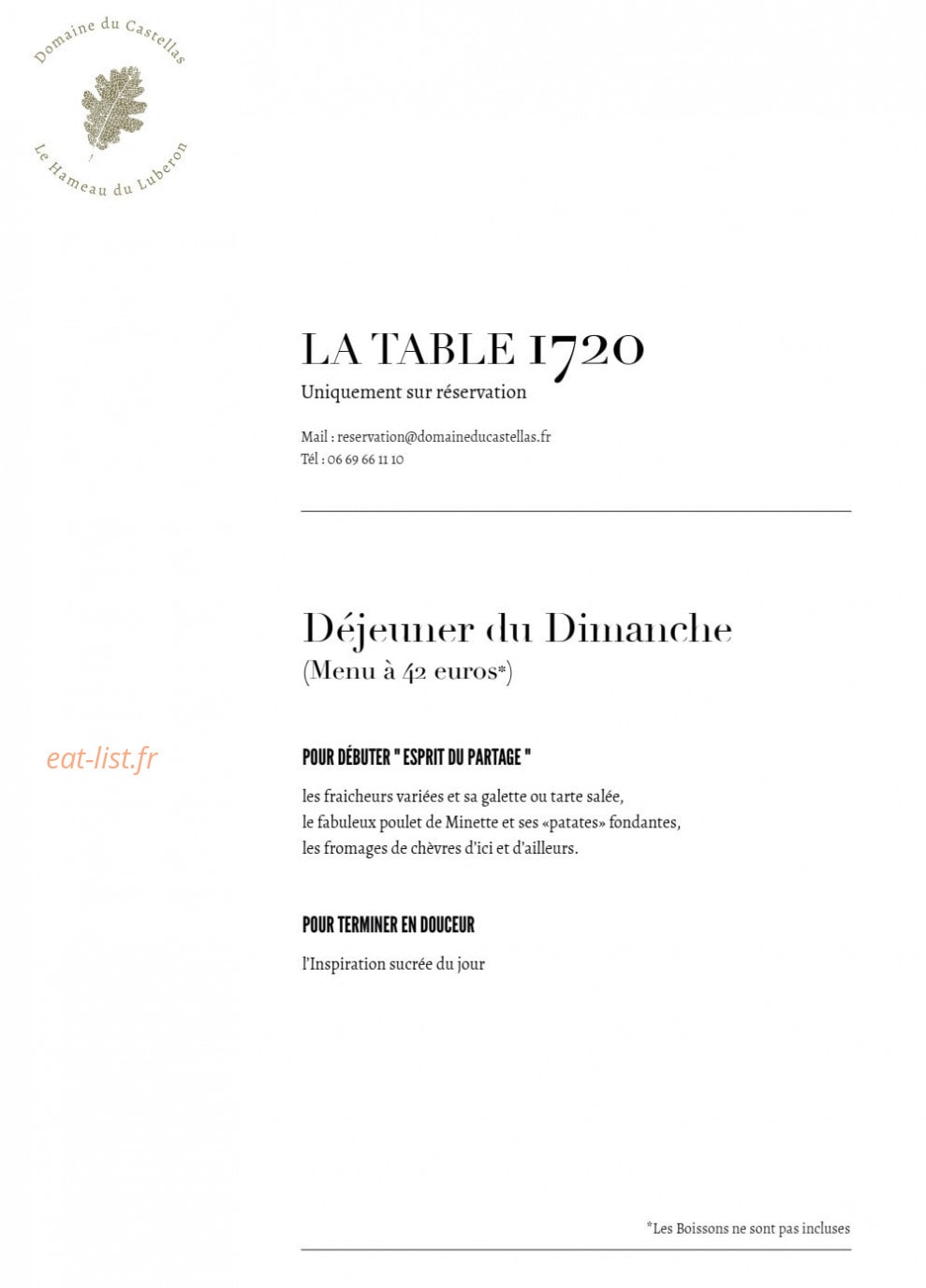 La Table 1720 — carte page 3