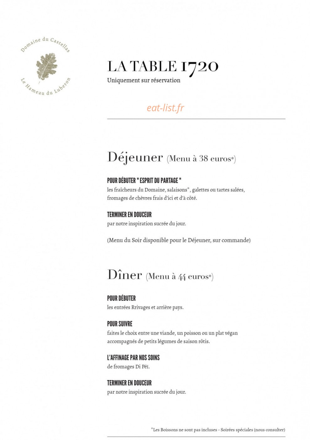 La Table 1720 — carte page 2