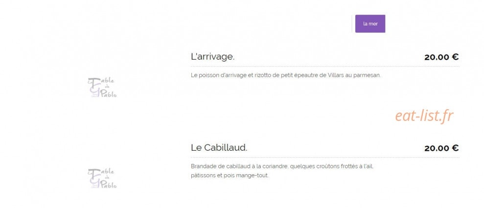 la Table de Pablo — carte page 2