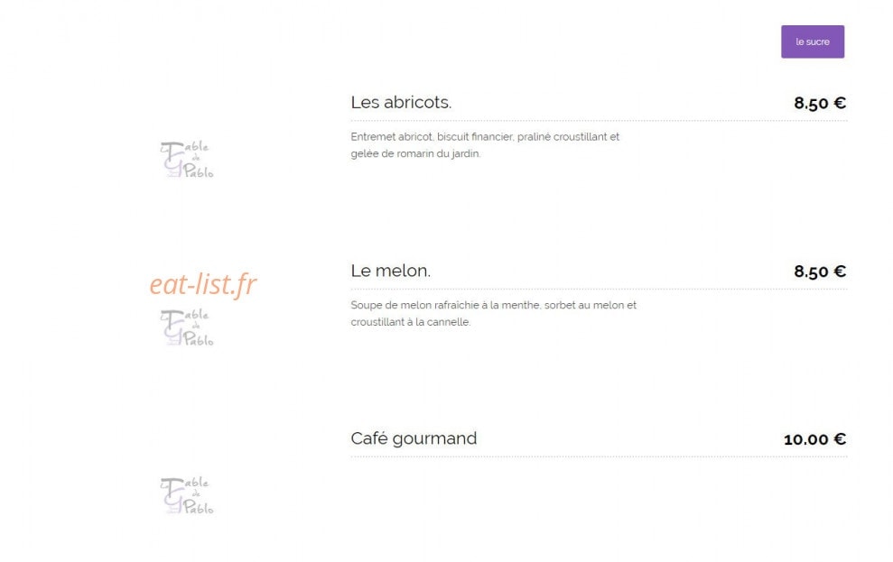 la Table de Pablo — carte page 4