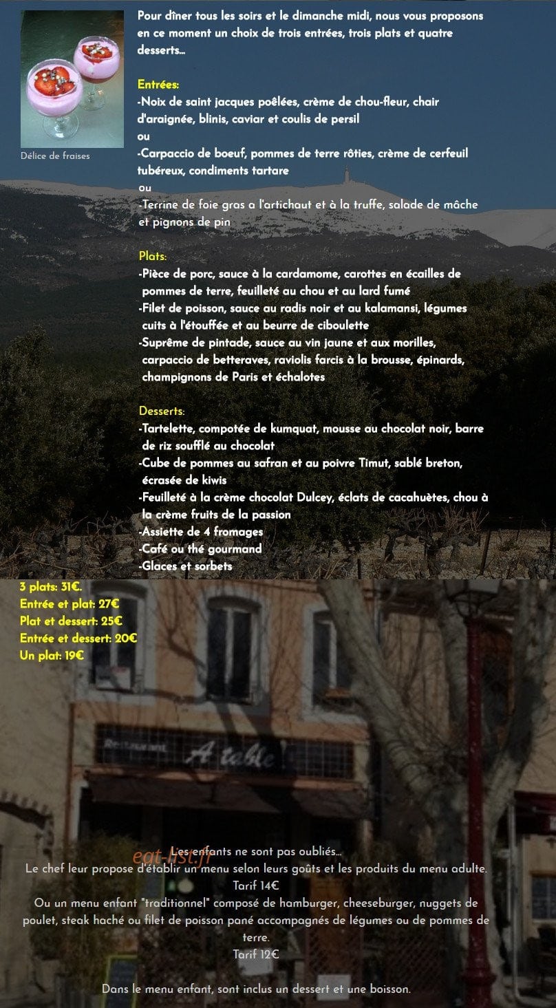 A Table — carte page 2