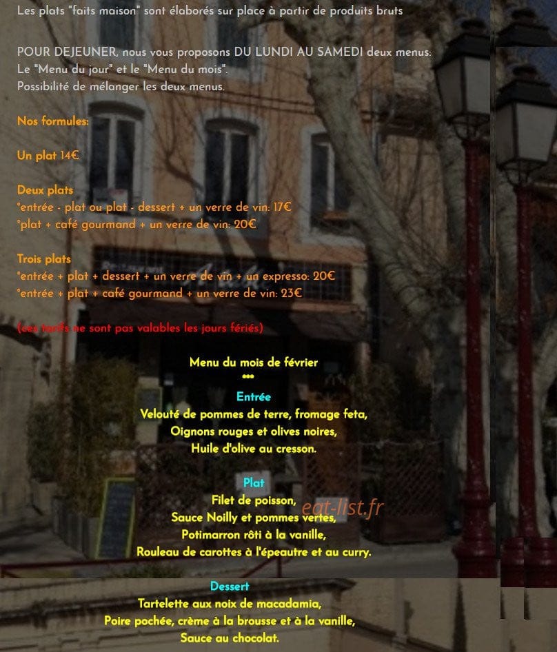 A Table — carte page 1