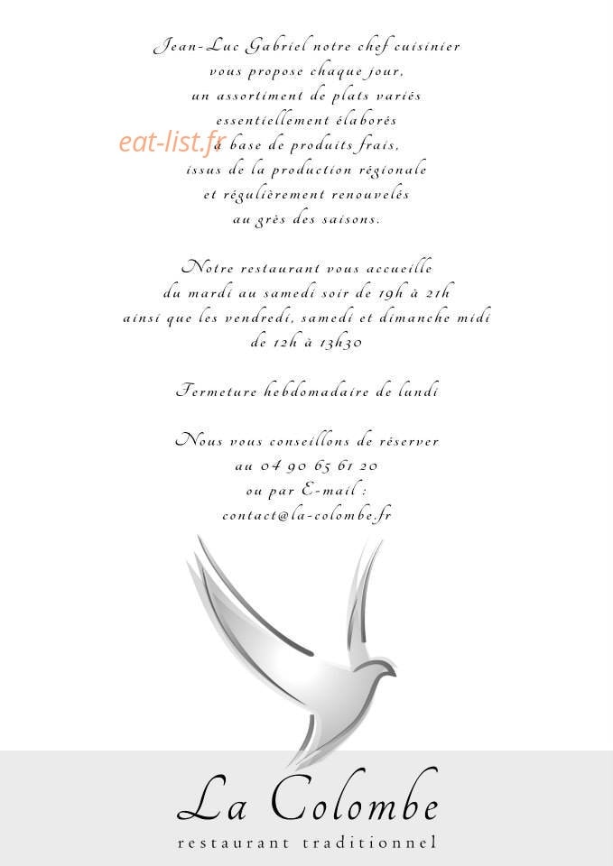 La Colombe — carte page 17