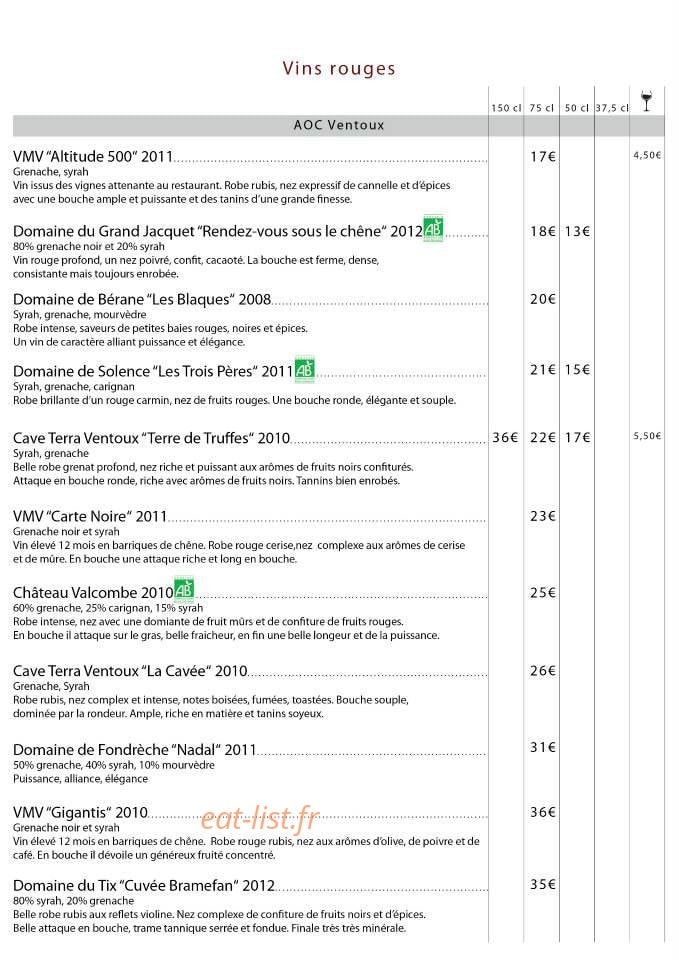 La Colombe — carte page 15