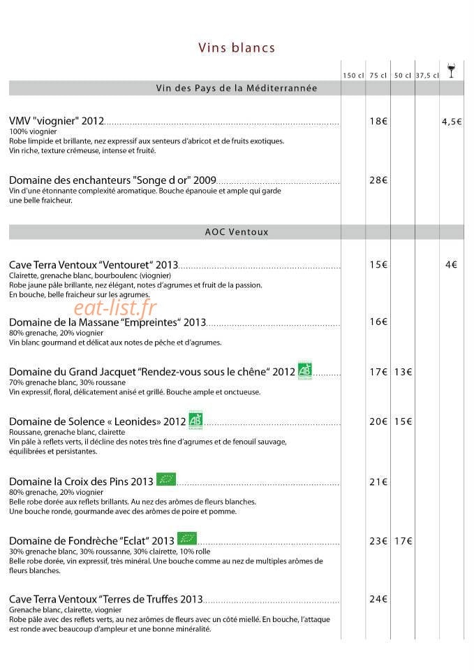 La Colombe — carte page 12