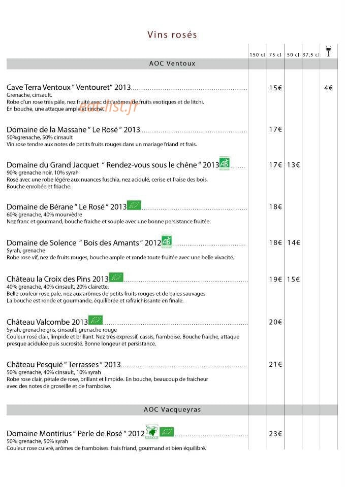 La Colombe — carte page 10